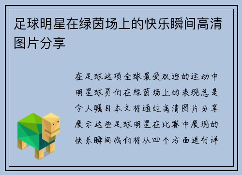 足球明星在绿茵场上的快乐瞬间高清图片分享